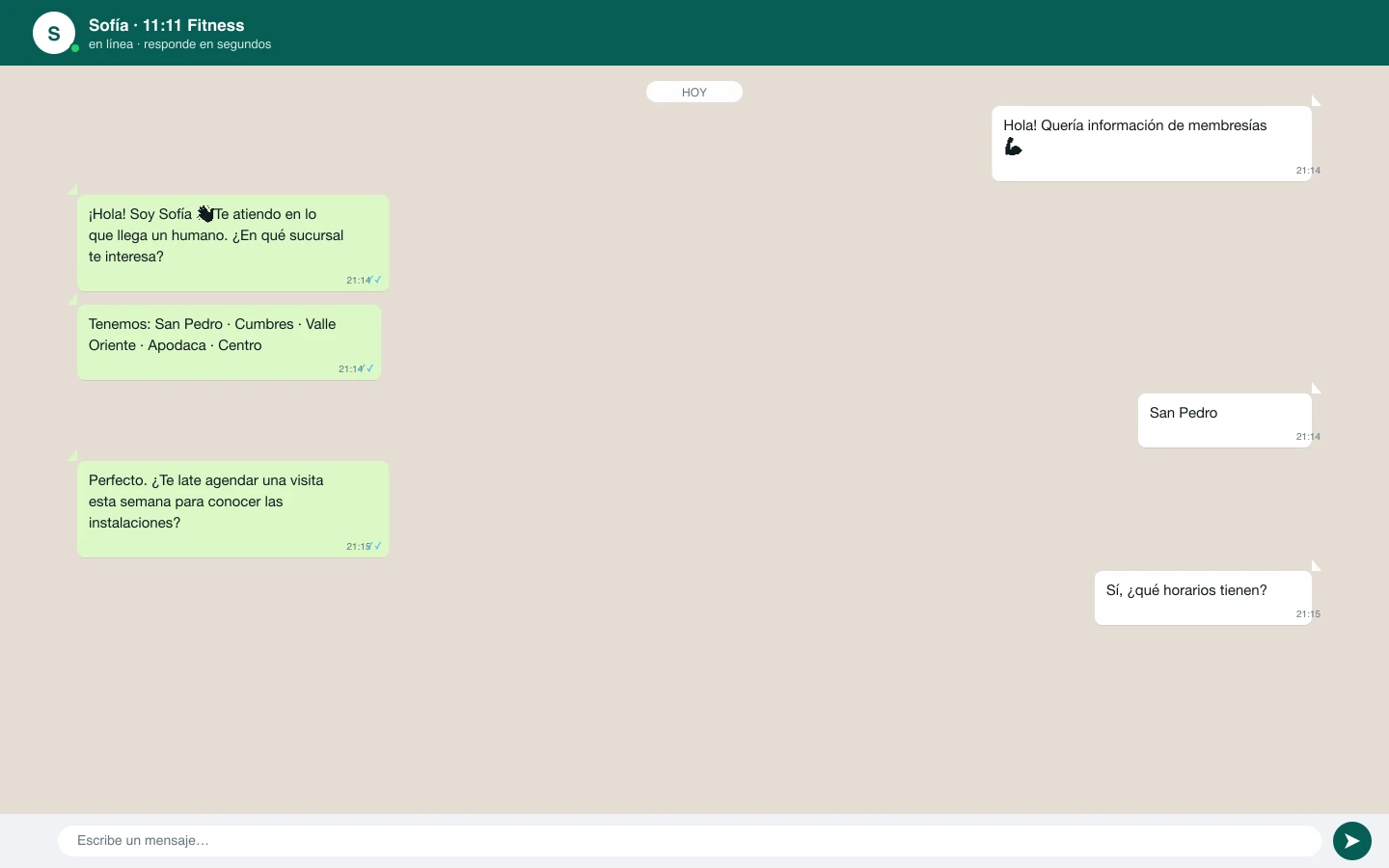 Bot Sofía en WhatsApp